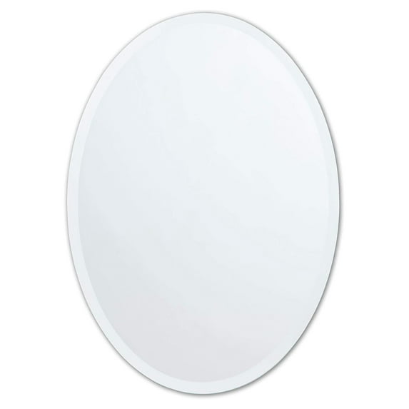 Better Bevel Frameless Oval Mirror, 20" x 27" Bathroom Wall Mirror w/Beveled Edge