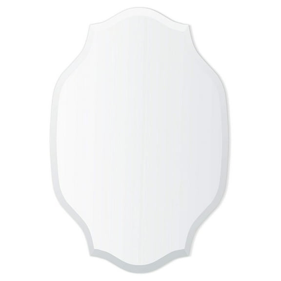 Better Bevel Frameless Oval Mirror | 24" x 36" Bathroom Wall Mirror w/Beveled Edge | Scalloped Curvy Edges | Ultra-Flush Hanging System (Horizontal or Vertical)