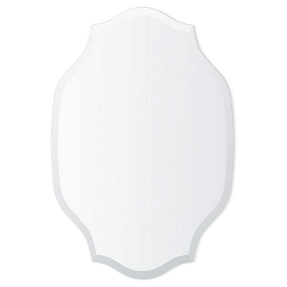 Better Bevel Frameless Oval Mirror | 24" x 36" Bathroom Wall Mirror w/Beveled Edge | Scalloped Curvy Edges | Ultra-Flush Hanging System (Horizontal or Vertical)