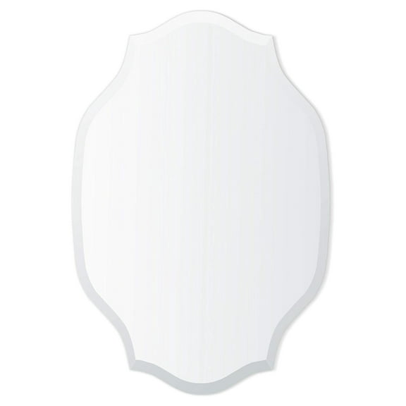 Better Bevel Frameless Oval Mirror | 24" x 36" Bathroom Wall Mirror w/Beveled Edge | Scalloped Curvy Edges | Ultra-Flush Hanging System (Horizontal or Vertical)