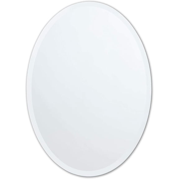 Better Bevel Frameless Oval Mirror, 24" x 36" Bathroom Wall Mirror w/Beveled Edge