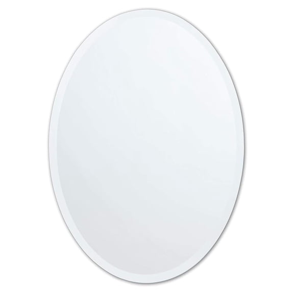 Better Bevel Frameless Oval Mirror, 24" x 36" Bathroom Wall Mirror w/Beveled Edge