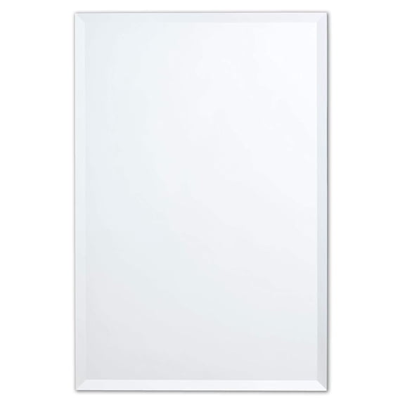 Better Bevel Frameless Rectangle Mirror | 24" x 36" Bathroom Wall Mirror w/Beveled Edge | Ultra-Flush Hanging System (Horizontal or Vertical)