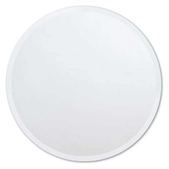 Better Bevel Frameless Round Mirror, 18" Diameter Circle Bathroom Wall Mirror w/Beveled Edge