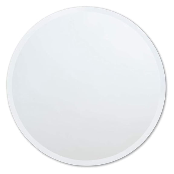 Better Bevel Frameless Round Mirror, 18" Diameter Circle Bathroom Wall Mirror w/Beveled Edge