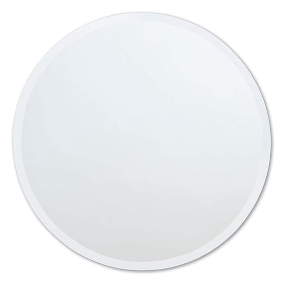 Better Bevel Frameless Round Mirror, 28" Diameter Circle Bathroom Wall Mirror w/Beveled Edge