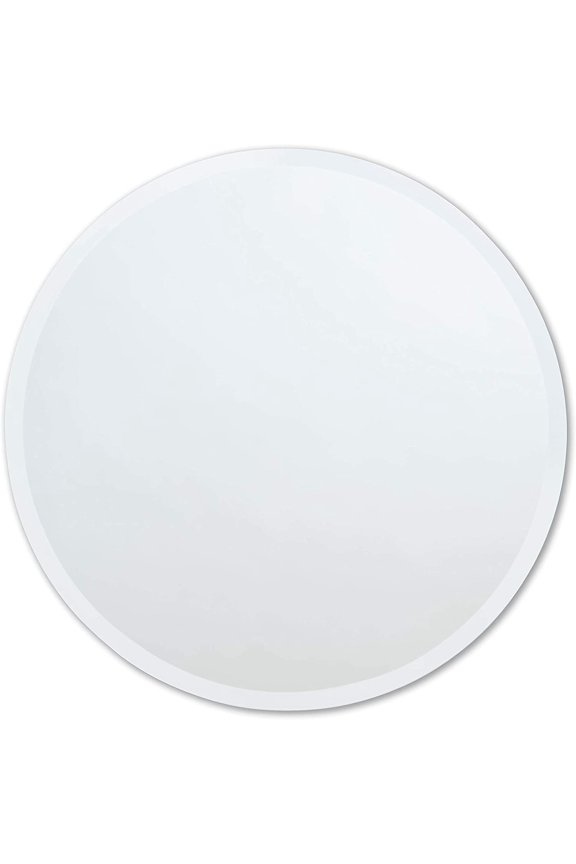 Better Bevel Frameless Round Mirror, 30" Diameter Circle Bathroom Wall Mirror w/Beveled Edge