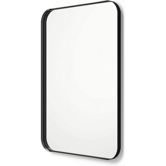 Better Bevel Wall Mirror Bathroom Vanity Mirror Black Metal Frame 20" x 30" Rectangle