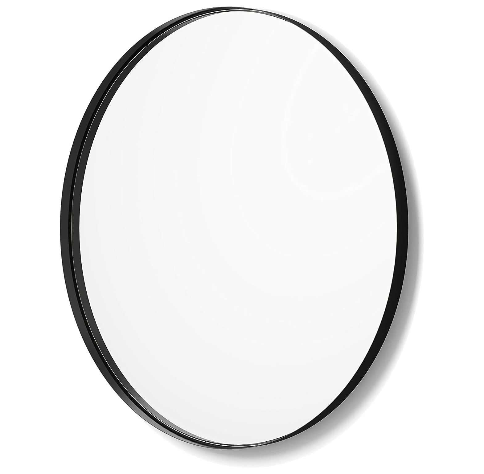 Better Bevel Wall Mirror Bathroom Vanity Mirror Black Metal Frame 30" x 30" Round