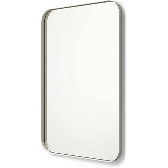 Better Bevel Wall Mirror | Bathroom Vanity Mirror | Nickel Metal Frame | 24" x 36" Rectangle