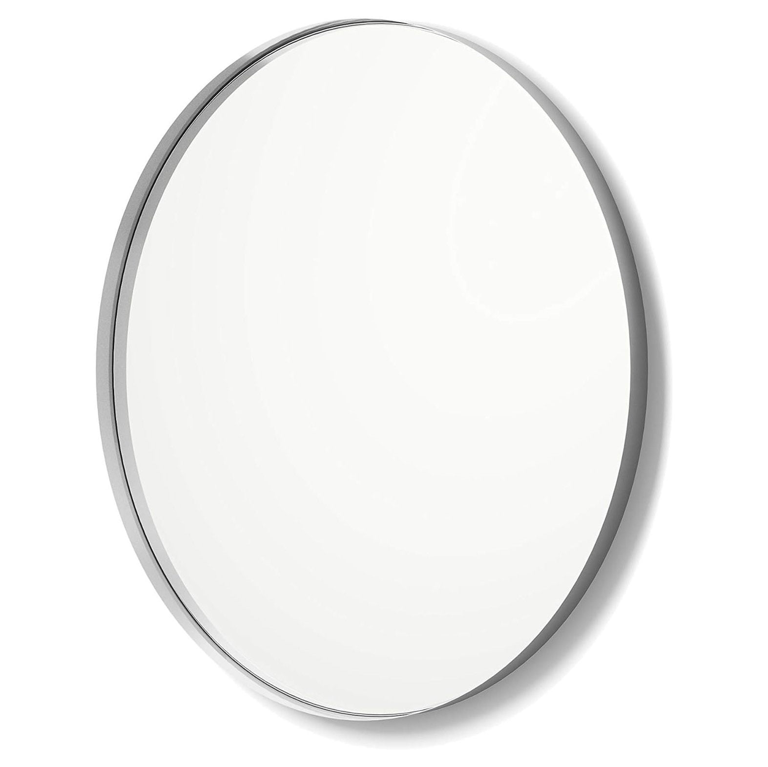 Better Bevel Wall Mirror Bathroom Vanity Mirror Silver Metal Frame 30" x 30" Round