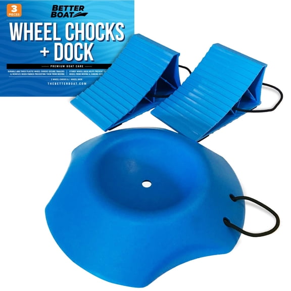 Better Boat Trailer Wheel Chock Set with Rope and Dock for RVs