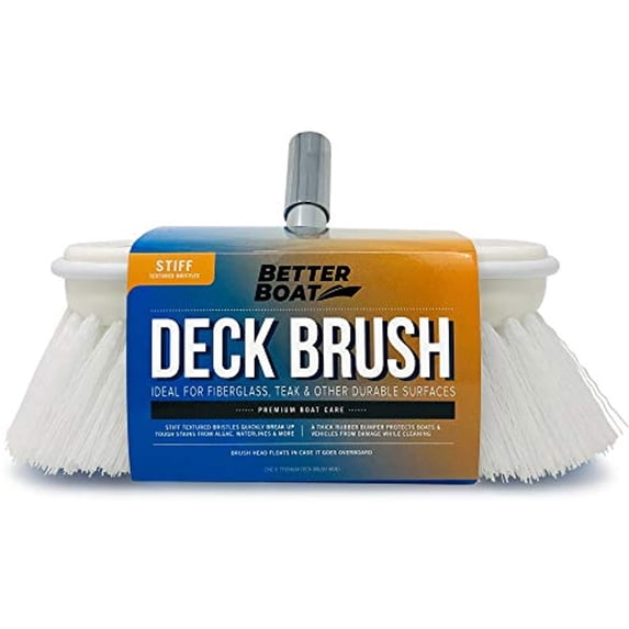 Better Boat 8" Firm Stiff Bristle Deck Brush Head with Protective Bumper