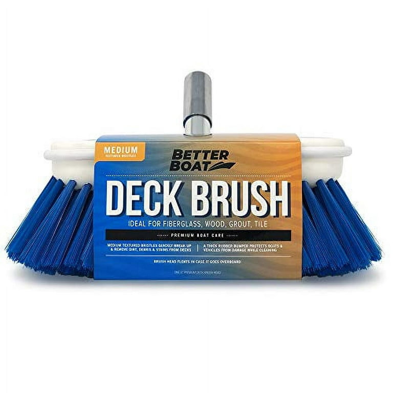 Stiff Deck Brush Heavy Duty & Boat Brush Head Marine Deck Brush 8 Bristle  Boat Deck Brush Cleaning Washing with Bumper 3/4 Thread for Handle Deck