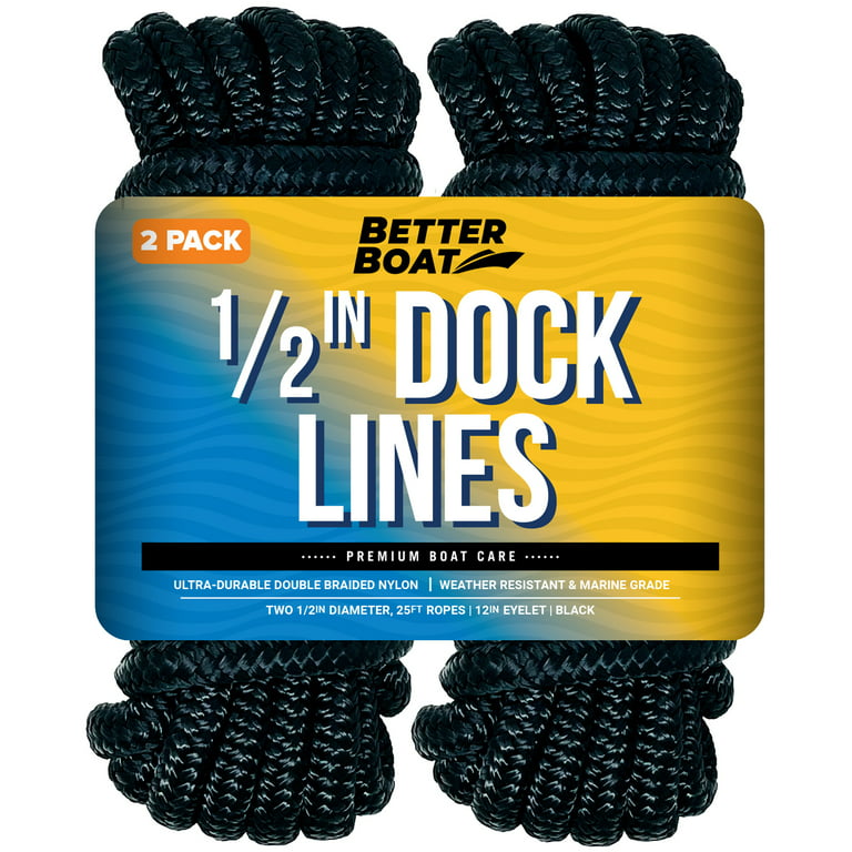 Better Boat Dock Lines Boat Ropes for Docking 1/2 Line Braided 25
