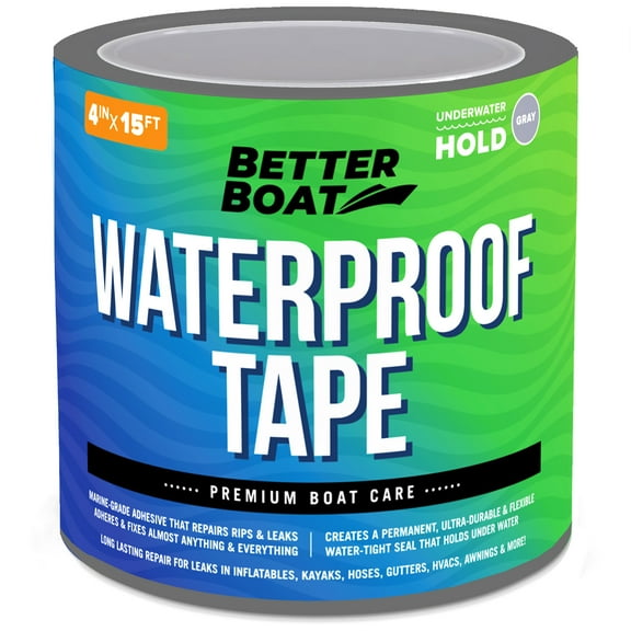 Better Boat Gray Waterproof Tape for Leaks, 4 Inch x 15 Feet