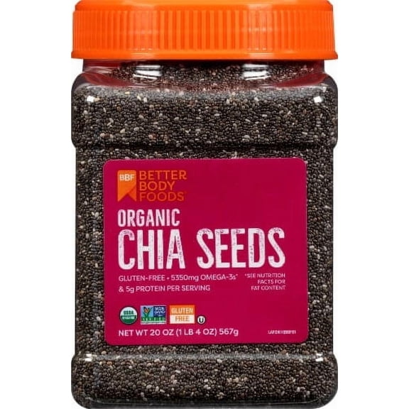 Better Body Foods Organic Chia Seeds -- 20 oz Pack of 2