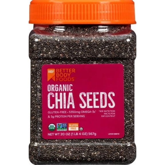 Better Body Foods Organic Chia Seeds -- 20 oz Pack of 3