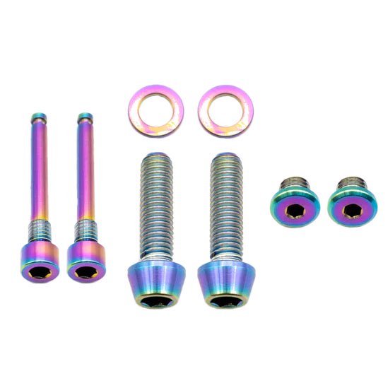 Better Bolts Shimano Brake Ti Bolt Kit, SLX/XT/SAINT, Rainbow