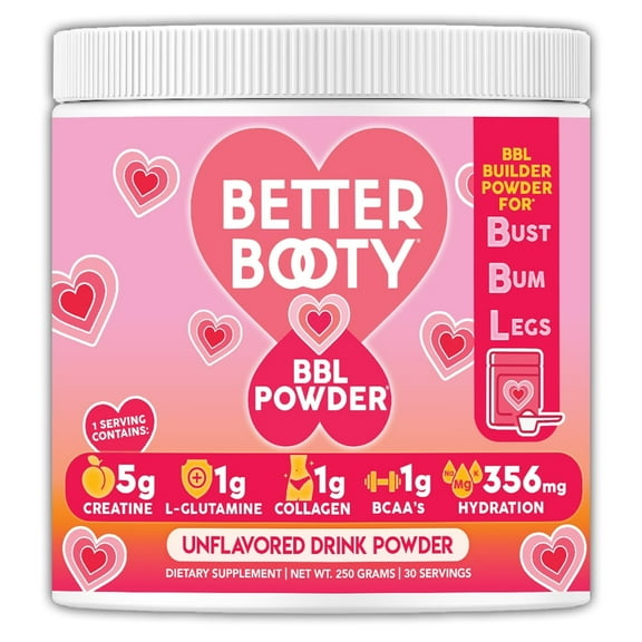 Better Booty BBL Powder, Builder Powder for Bust Bum & Legs, Unflavored Drink Mix, 250g (30 Servings)