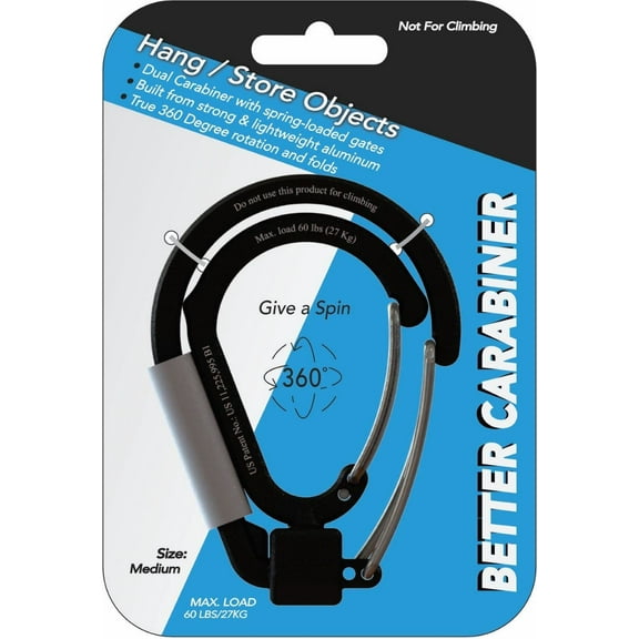 Better Carabiner, Dual Carabiner, 360 Degree Swivel, Spring-Loaded Gates on Both Ends, Perfect Accessory for Hiking, Camping, Fishing, or Simply Organizing Your Gear