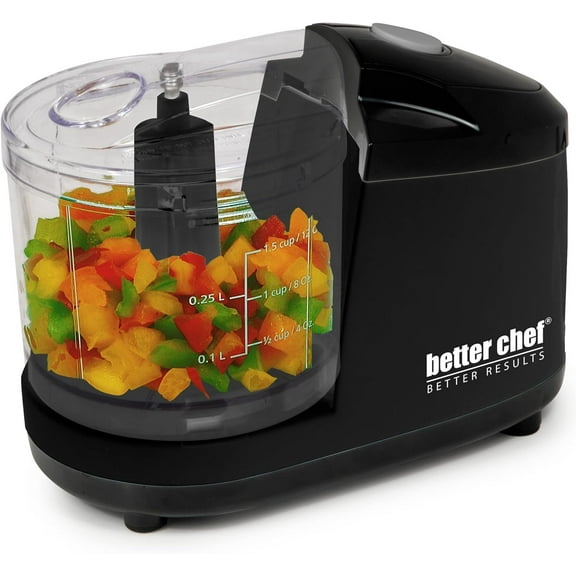 Better Chef 1.5 Cup Safety Lock Compact Chopper in Black