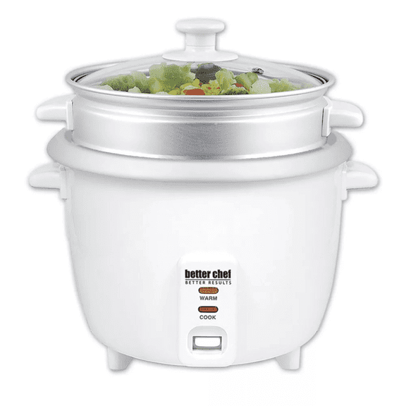 Better Chef 10-Cup Uncooked / 20-Cup Cooked Rice Cooker with Steamer, 400W Automatic Keep Warm Electric Rice Pot, Non-Stick Removable Inner Pot & See-Through Lid for Vegetables Grains Cooking  RLB