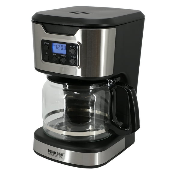 Better Chef 12-Cup Programmable Coffee Maker in Black with Stainless Steel Accents