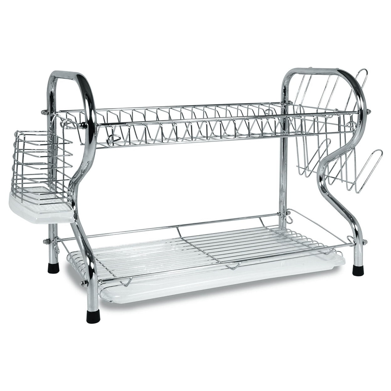 Chrome 24-Inch 2-Level Dish Rack with Utensil Cup