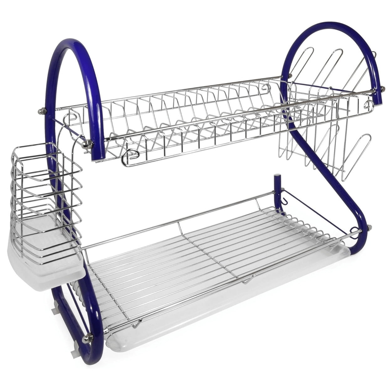 Better Chef 22 Inch Blue Chrome 2-Tier Dish Rack
