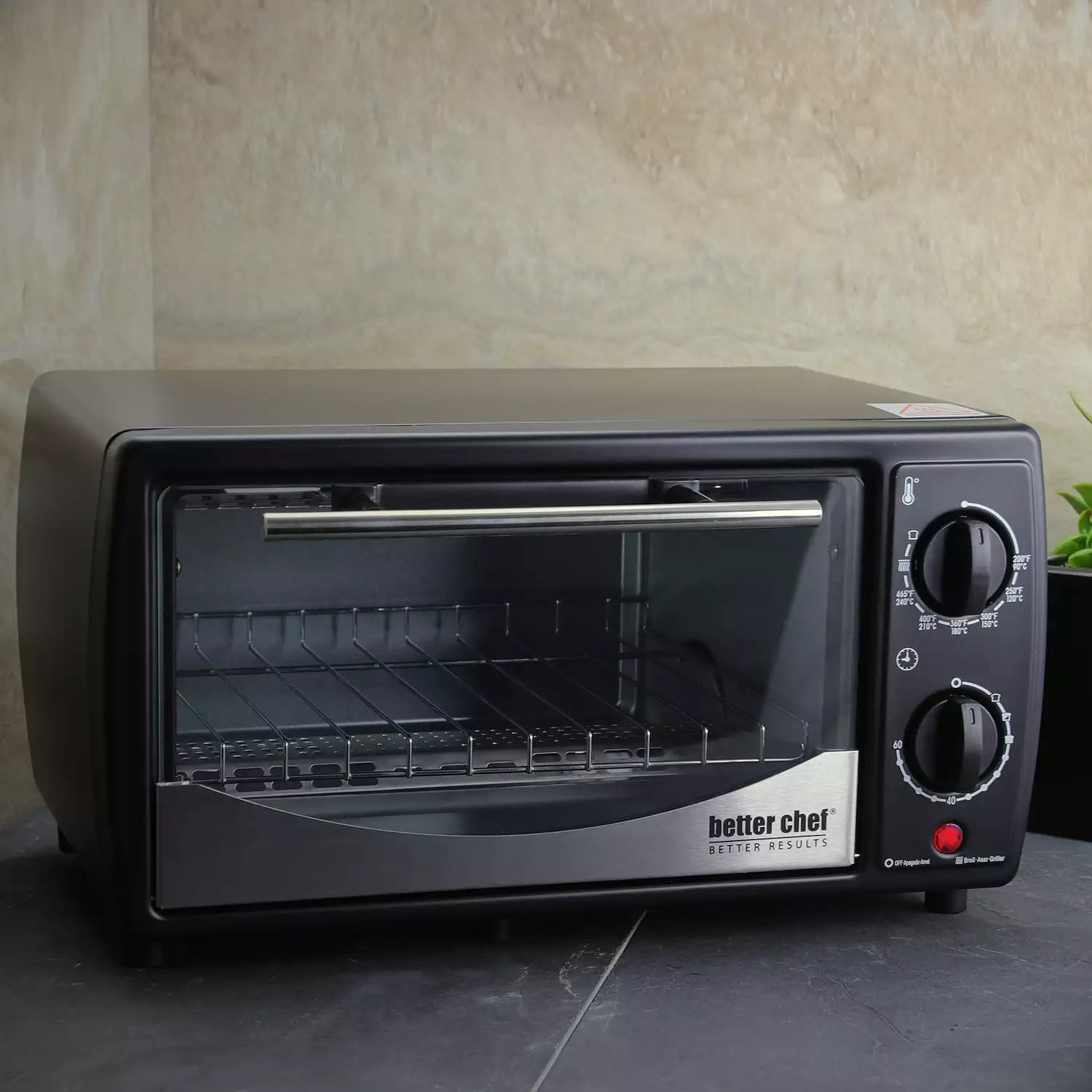Better Chef 9-Liter Toaster Oven Broiler with Stainless Steel Front – Multi-Function Bake, Broil, Toast & Roast with 60-Min Timer