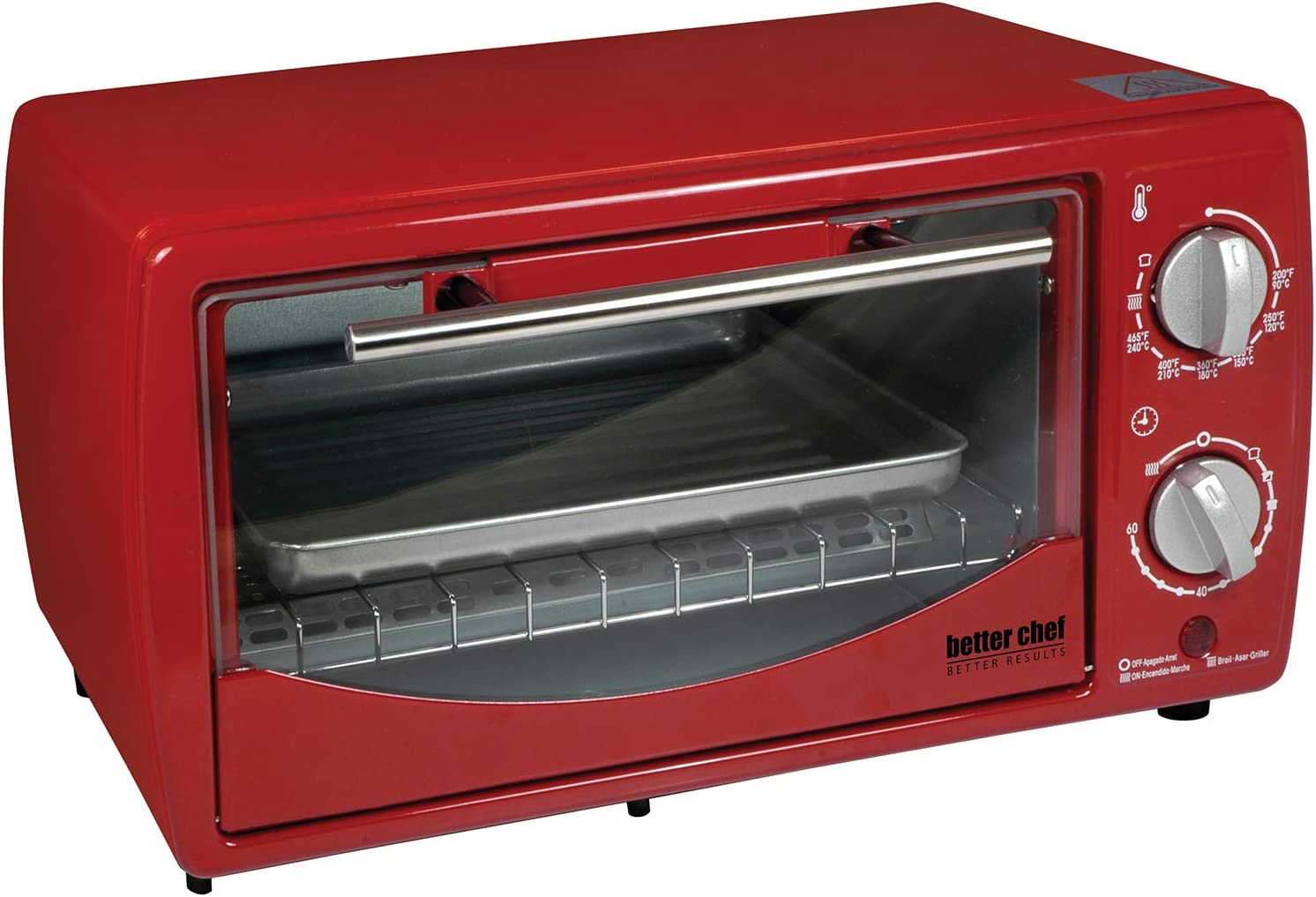 Better Chef Basic Toaster Oven 4Slice 60Minute Timer Slide Out