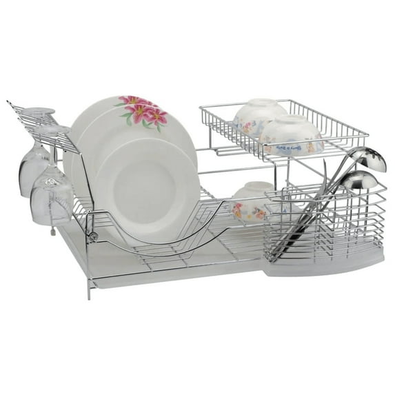 Better Chef Dish Rack 22 Inch 2 Tier Chrome Stainless Steel Countertop DR-2202