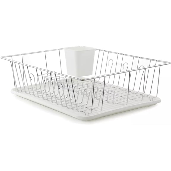 Better Chef Metal White Dish Rack with Cutlery Holder and Mug Stand