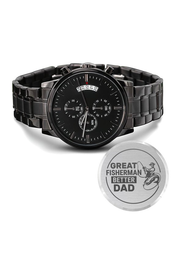Better Dad Engraved Multifunction Analog Stainless Steel Chronograph Men's Watch W Copper Dial