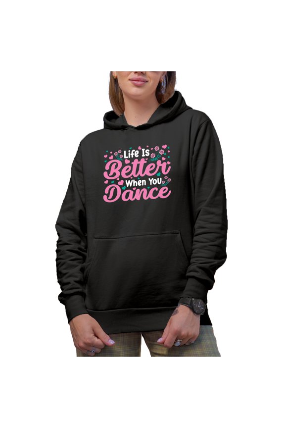 Better Dance Heart Merch Gift Ideas for Dancers Black Hooded Sweatshirt or Hoodie, Large