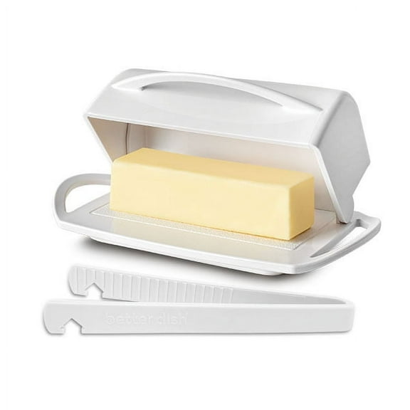 Better Dish Butter Dish & Toaster Tongs, White