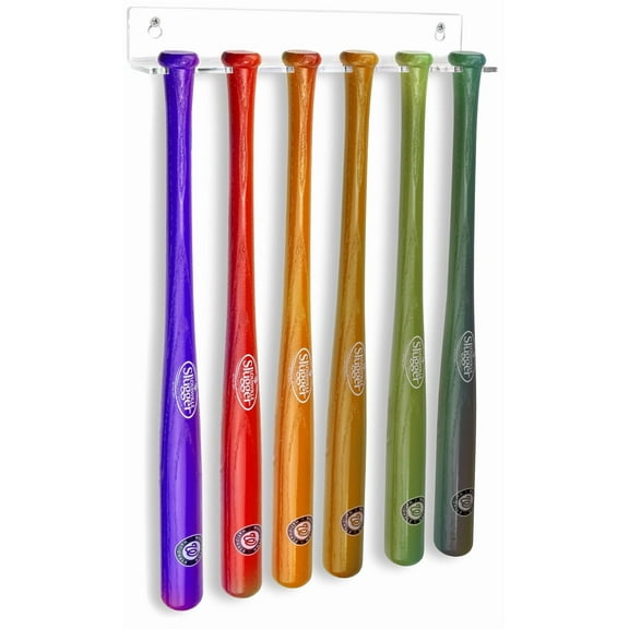 Better Display Cases 6 Medium or Large Mini Baseball Bats (Medium or Large Mini Bats) Display Vertical Clear Acrylic Wall Mount (A066-A)