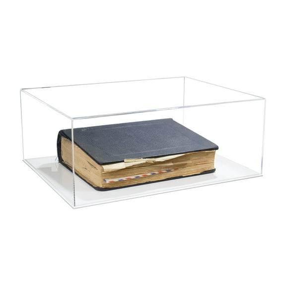 Better Display Cases Acrylic Large Book Display case with Clear Case and White Base 18" x 14" x 7" (A014-A)