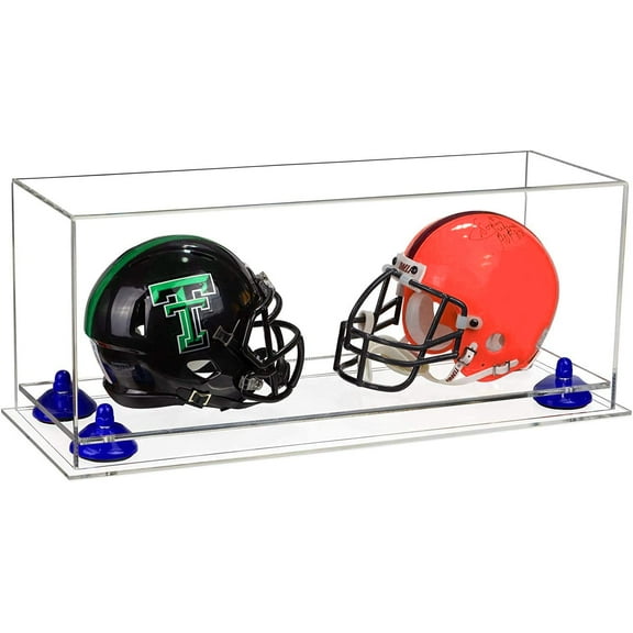 Better Display Cases Acrylic Versatile Display Case - Large Rectangle Box with Clear Case, Dark Blue Risers and Clear Base 17" x 6" x 7" (A019/V46)