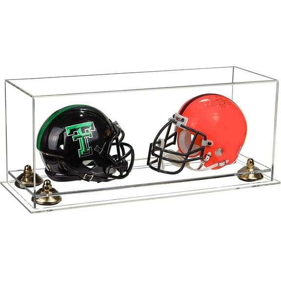 Better Display Cases Acrylic Versatile Display Case - Large Rectangle Box with Clear Case, Gold Risers and Clear Base 17" x 6" x 7" (A019/V46)