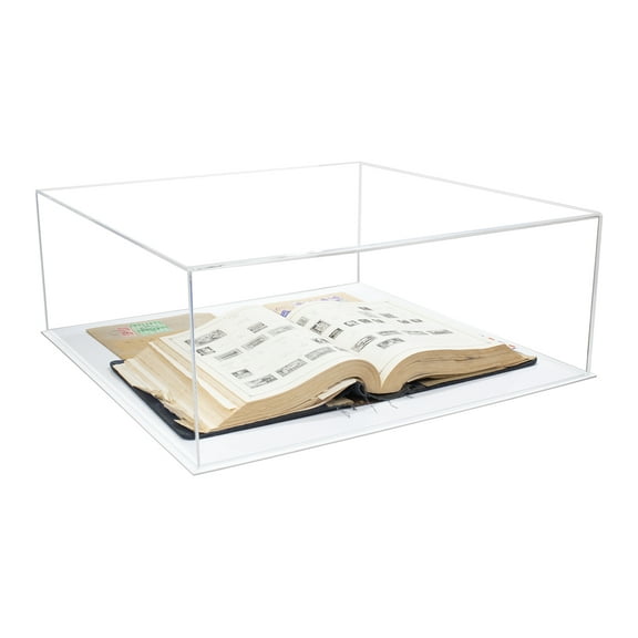 Better Display Cases Clear Acrylic Extra Large Book Display Case with White Base 23.675 L x 23.675 D x 9 H (A128)