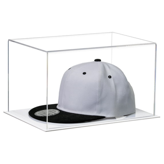 Better Display Cases Clear Acrylic Hat or Cap Display Case with White Base (V40)