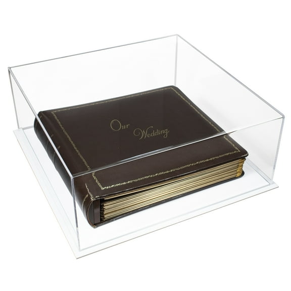 Better Display Cases Clear Acrylic Photo Album Display Case with White Base 15" x 15" x 6" (A030A/BK07)