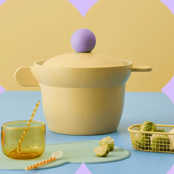 Better Finger Kitchen Essential 6 Inch Rice Pot with 2 Lids, Healthy Nonstick Ceramic Coating Cooking 1.6QT Stockpot, Soup Pot, Induction Compatible Cookware, Made in Korea (Yellow)