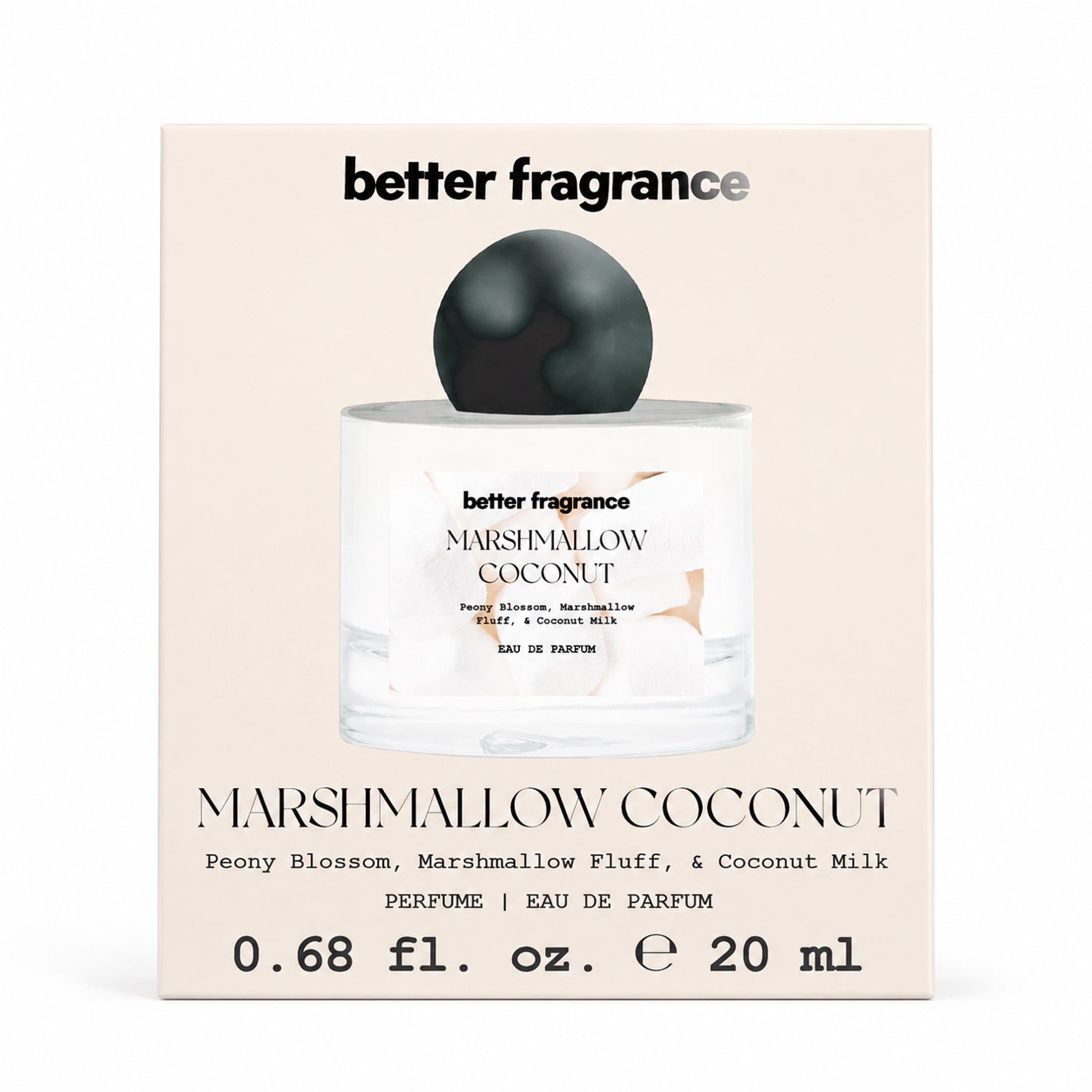 Better Fragrance Marshmallow Coconut Eau de Parfum for Women, Sweet Gourmand Perfume, Travel Size, 0.68 fl oz