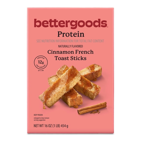 bettergoods High Protein Cinnamon French Toast Sticks, 16 oz Box (Frozen)