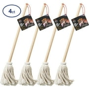Better Grillin BBQ Bastin Mop Basting Barbecue Brush/Mop Easily Applies Marinades, Sauces, Washes Out, 16in Handle, 4pk