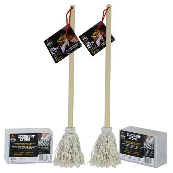 Better Grillin' Gift Bundle for Grilling Stones and BBQ Mops Combo