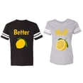 thumbnail image 1 of Better Half Matching Couple Cotton Jerseys (Men Black / Women Heather) (Men S / Women M), 1 of 3